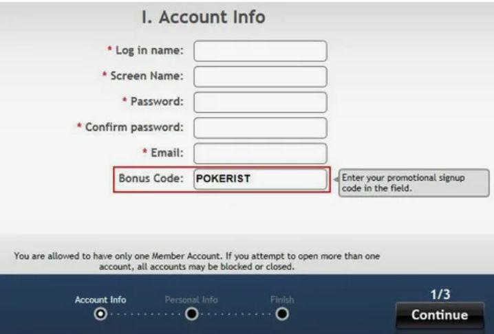 Ekran rejestracji w kasynie online z widocznym bonusem 50 zł