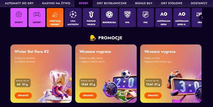 Ekran aplikacji mobilnej Irwin Casino