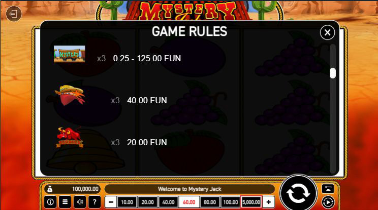 Ekran funkcji Gamble w Mystery Jack z dwoma wagonami do wyboru