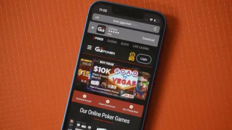 Interfejs aplikacji mobilnej GGPoker – widok stołu pokerowego na smartfonie