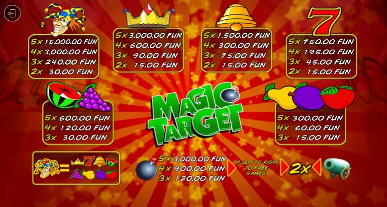Ekran gry Magic Target z aktywną rundą darmowych spinów i symbolem armaty